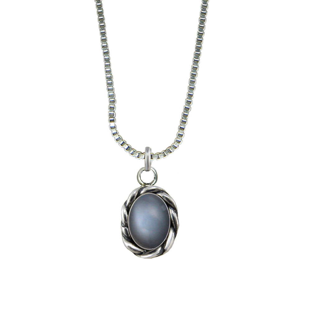 Sterling Silver Little Grey Moonstone Pendant Necklace